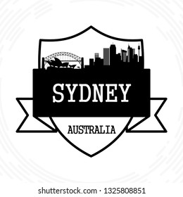 Sydney Skyline Black White Vector Illustration Stock Vector (Royalty ...