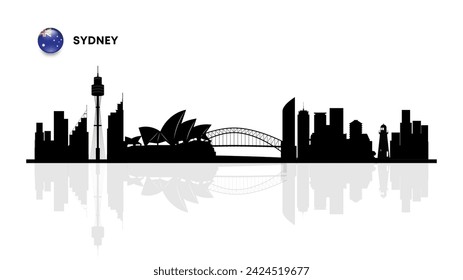 Sídney skyline, Sídney paisaje urbano, Sídney rascacielos edificios vector silueta. ilustrador de vectores