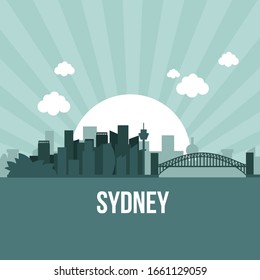 Skyline von Sydney - flaches Design - Vektorillustration