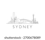 Sydney skyline. Hand drawn vector illustration. Linear style.
