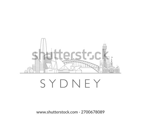 Sydney skyline. Hand drawn vector illustration. Linear style.