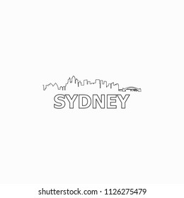 Sydney skyline and landmarks silhouette black vector icon. Sydney panorama. Australia