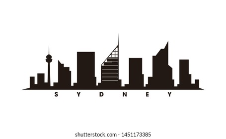 Sydney skyline and landmarks silhouette vector