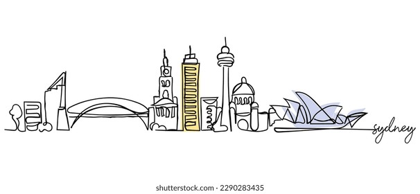 sydney skyline line art. sydney landscape.