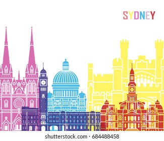 Sydney skyline pop in editable vector file