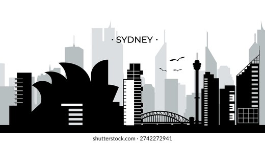 Sydney Skyline Silhouette Vector Illustration Cityscape