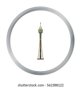 Sydney Tower icon in cartoon style isolated on white background. Australia symbol stock vector illustration.