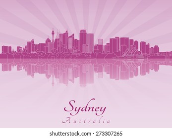 Sydney V2  skyline in purple radiant orchid in editable vector file