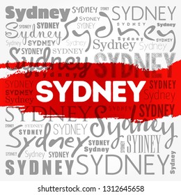 Sydney wallpaper word cloud, travel concept background