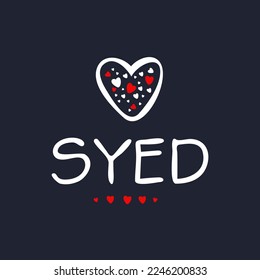 (Syed) Nombre de caligrafía, Ilustración vectorial.