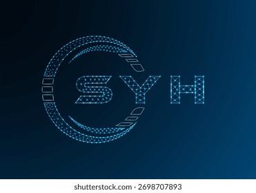 SYH Low-Poly-Buchstaben-Logo, Vektordesign. SYH Logodesign mit niedrigem Poly. Low-Poly-Logo