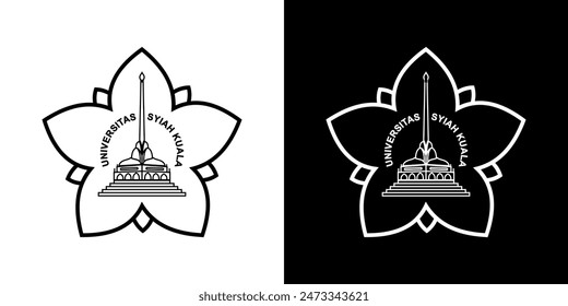 Syiah Kuala University logo vector black and white