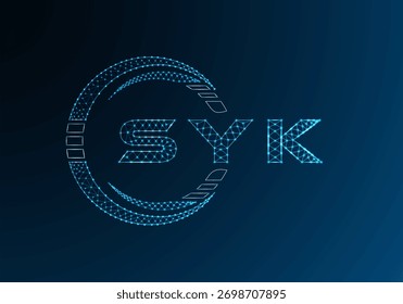 SYK baixo poliletra logotipo vetor design. SYK design de logotipo poli inferior. Logotipo poli baixo.