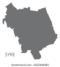 Syke German city map grey illustration silhouette shape