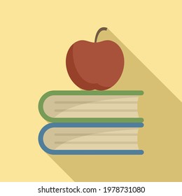 Syllabus books with apple icon. Flat illustration of Syllabus books with apple vector icon for web design