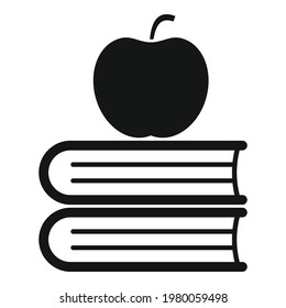 Syllabus books with apple icon. Simple illustration of Syllabus books with apple vector icon for web design isolated on white background