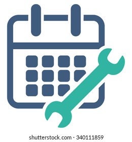 Syllabus Configure vector icon. Style is bicolor flat symbol, cobalt and cyan colors, rounded angles, white background.