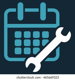 Syllabus Configure vector icon. Style is bicolor flat symbol, blue and white colors, rounded angles, dark blue background.