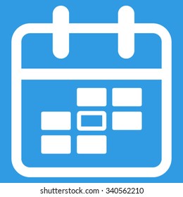 Syllabus Date vector icon. Style is flat symbol, white color, rounded angles, blue background.