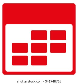 Syllabus Month vector icon. Style is flat symbol, red color, rounded angles, white background.