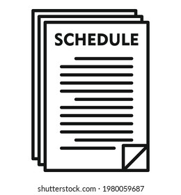 Syllabus paper schedule icon. Outline Syllabus paper schedule vector icon for web design isolated on white background