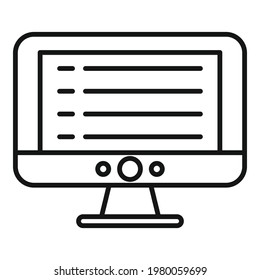 Syllabus pc monitor icon. Outline Syllabus pc monitor vector icon for web design isolated on white background