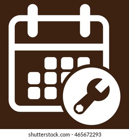 Syllabus Preferences vector icon. Style is flat symbol, white color, rounded angles, brown background.