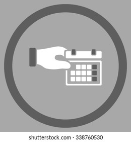 Syllabus Properties vector icon. Style is bicolor flat rounded symbol, dark gray and white colors, rounded angles, silver background.
