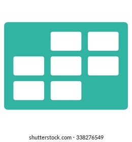 Syllabus Table vector icon. Style is flat symbol, cyan color, rounded angles, white background.