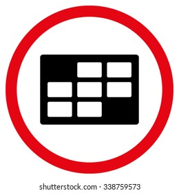 Syllabus Table vector icon. Style is bicolor flat rounded symbol, intensive red and black colors, rounded angles, white background.