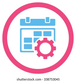 Syllabus Tuning vector icon. Style is bicolor flat rounded symbol, pink and blue colors, rounded angles, white background.