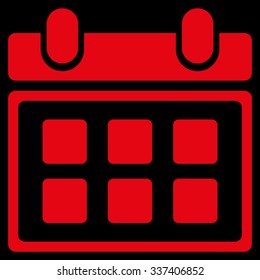 Syllabus vector icon. Style is flat symbol, red color, rounded angles, black background.