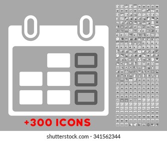 Syllabus Week vector icon with additional 300 date and time management pictograms. Style is bicolor flat symbols, dark gray and white colors, rounded angles, silver background.