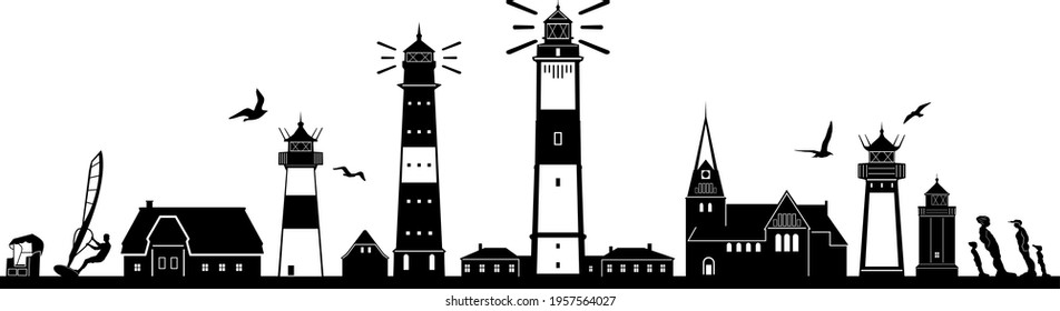 SYLT north sea island City Skyline Vector

