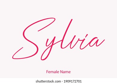 Sylvia Female name - in Stylish Lettering Cursive Typography Pink Color Text