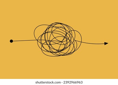 Symbiotic Complexity. A Visual Journey Through Chaos and Order. Complex way concept. Hard route, complicated journey. Chaos path line. Keep point in the map. Vector isolated illustration