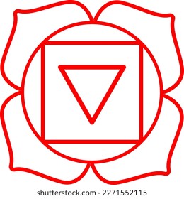 Symbol of the 1st chakra (Muladhara), red line drawing