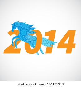 Symbol of 2014. Horse, decorated with red snowflake patterns. Vector element for design. It can be used for decorating of invitations, greeting cards, web page, decoration for bags and clothes.