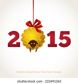 Symbol of 2015 on the Chinese calendar. Sheep, decorated gold floral patterns. Vector element for New Year's design. Illustration of 2015 year of the sheep.