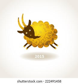 Symbol of 2015 on the Chinese calendar. Goat, decorated gold floral patterns. Vector element for New Year's design. Illustration of 2015 year of the goat.