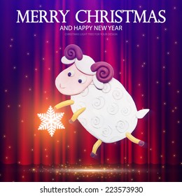 Symbol of 2015. Plasticine Sheep. Vector illustration 