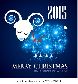 Symbol of 2015. Shining Sheep. Vector illustration 