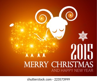 Symbol of 2015. Shining Sheep. Vector illustration 