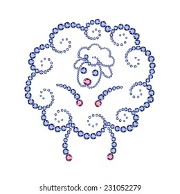 A symbol of 2015 year sheep made of crystals
