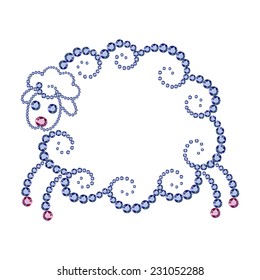 A symbol of 2015 year sheep made of crystals