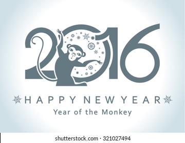 Symbol of 2016. Monkey in a circle. New Year's design.