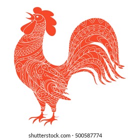 symbol 2017 of year red rooster of Chinese calendar.