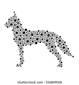 Symbol 2018. The constellation of the dog. Abstract vector silhouette of the animal of dots connected by lines