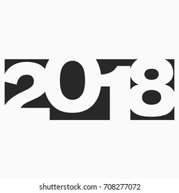 Symbol 2018 isolated logo on white grey background. New Year.