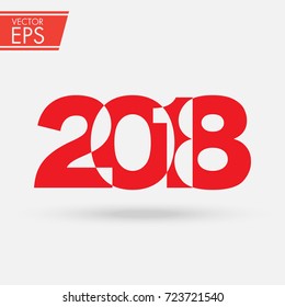 Symbol 2018 isolated logo on white grey background. New Year.
